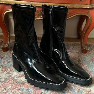 Patent faux leather boots size 38
